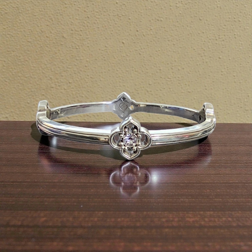 BRIGHTON Toledo Silver-Tone Bracelet with Quatrefoil Design & Swarovski Crystals